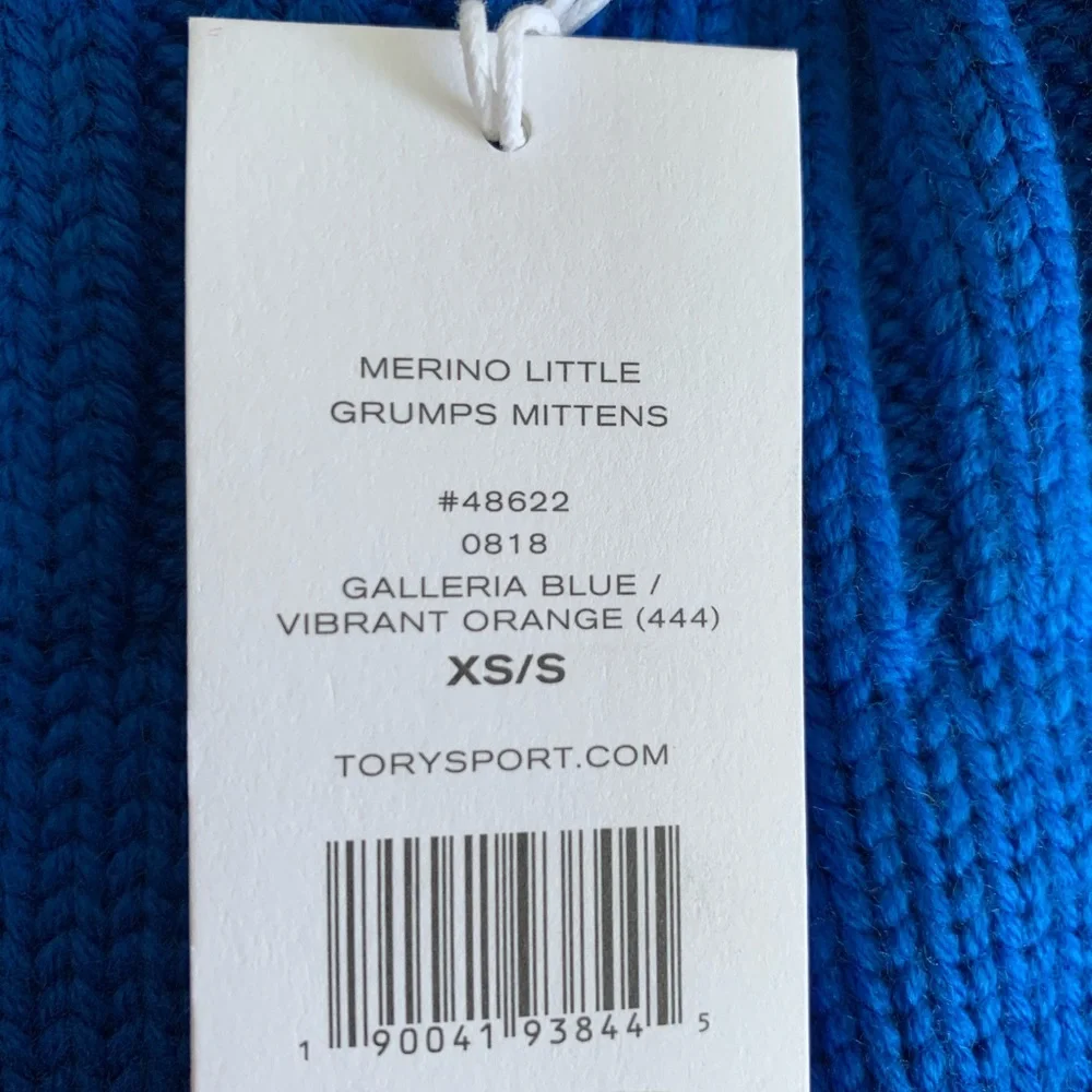 Tory Burch Sport Merino Little Grumps Mittens Blue